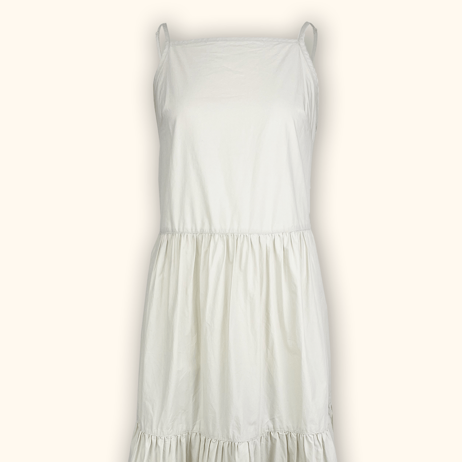 Monki Cream Cotton Tiered Midi Dress - Size Small