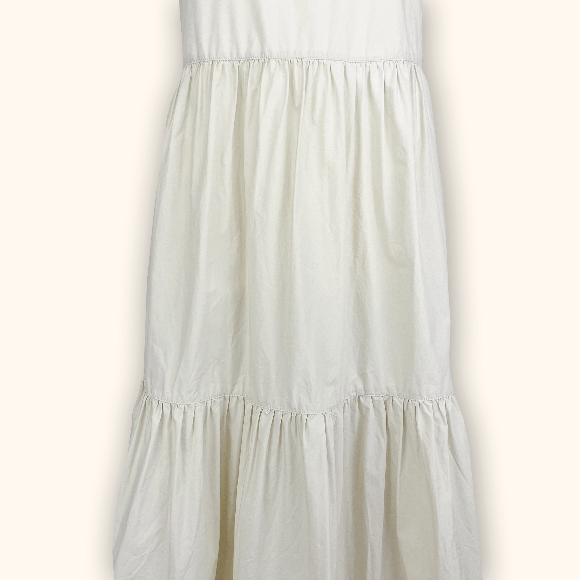 Monki Cream Cotton Tiered Midi Dress - Size Small