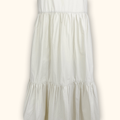 Monki Cream Cotton Tiered Midi Dress - Size Small