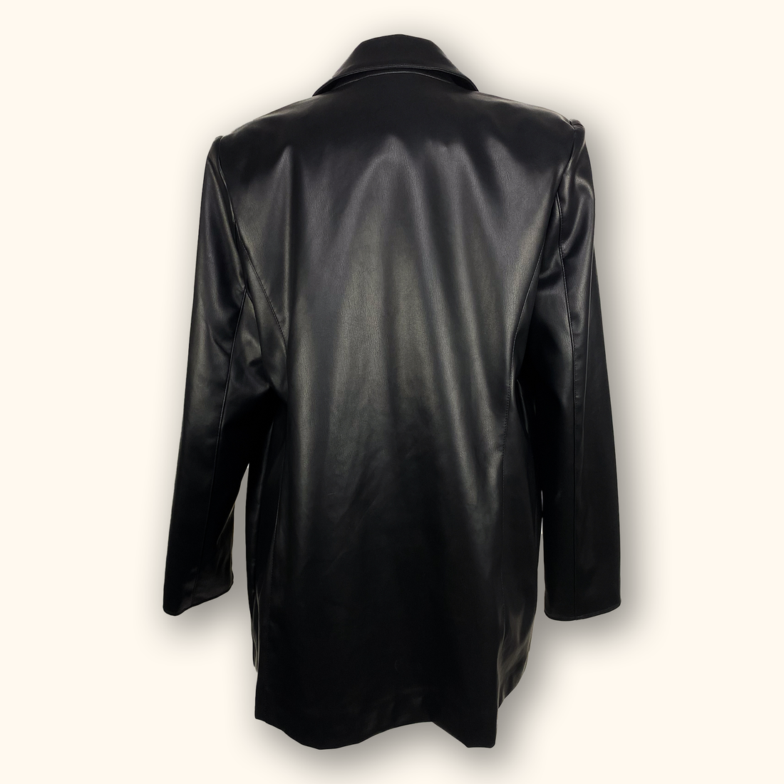 River Island Black Faux Leather Blazer - Size 14 -  - Coats &amp; jackets