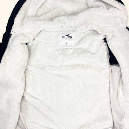Hollister Black Fleece Lined Zip Up Hoodie - Size XS Hollister