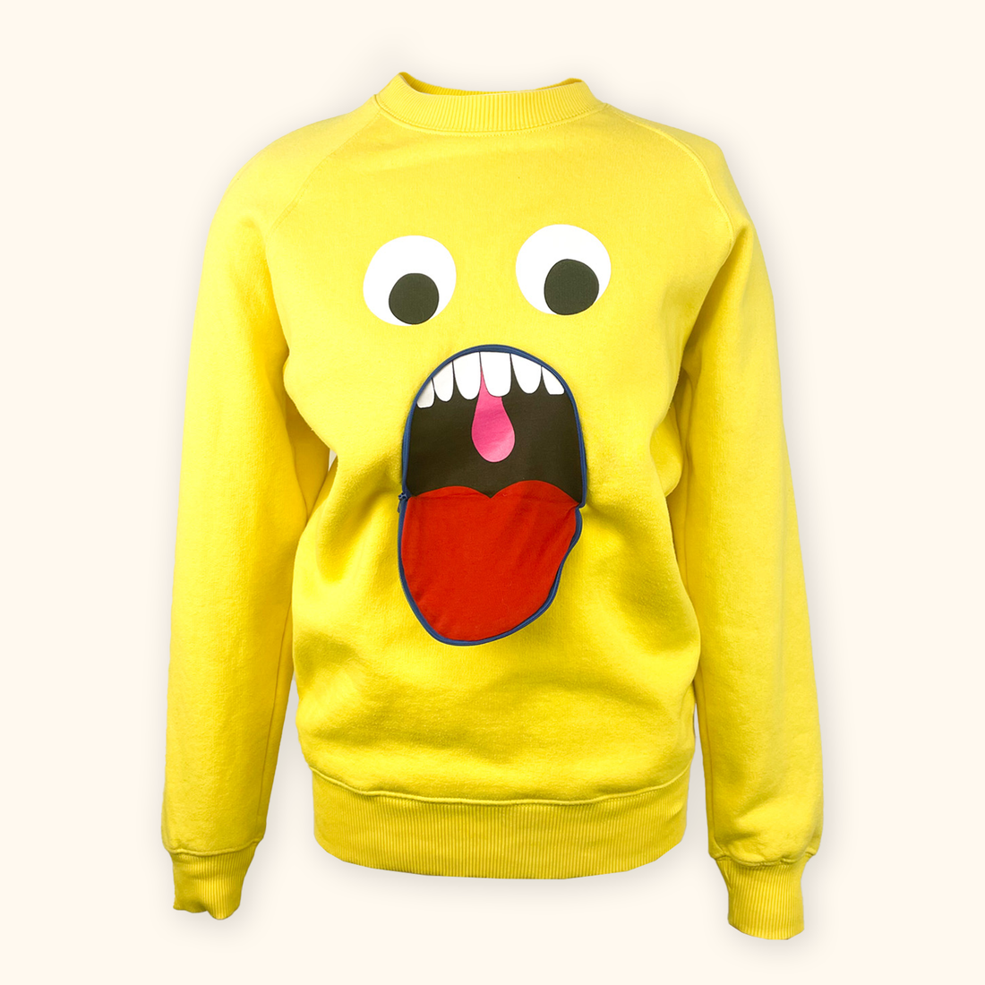Lazy Oaf Yellow Shut Your Mouth Sweatshirt - Size Small