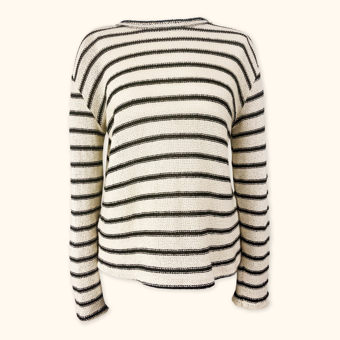 Zara Black and Cream Crochet Long Sleeve Jumper - Size Small