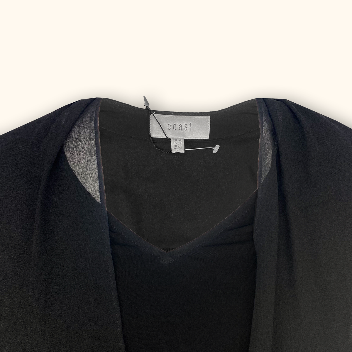 Coast Chiffon Black Lace Blouse - Size 6