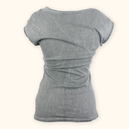 New Look Grey Y2K Jewel Bead Short Sleeve Top - Size 8