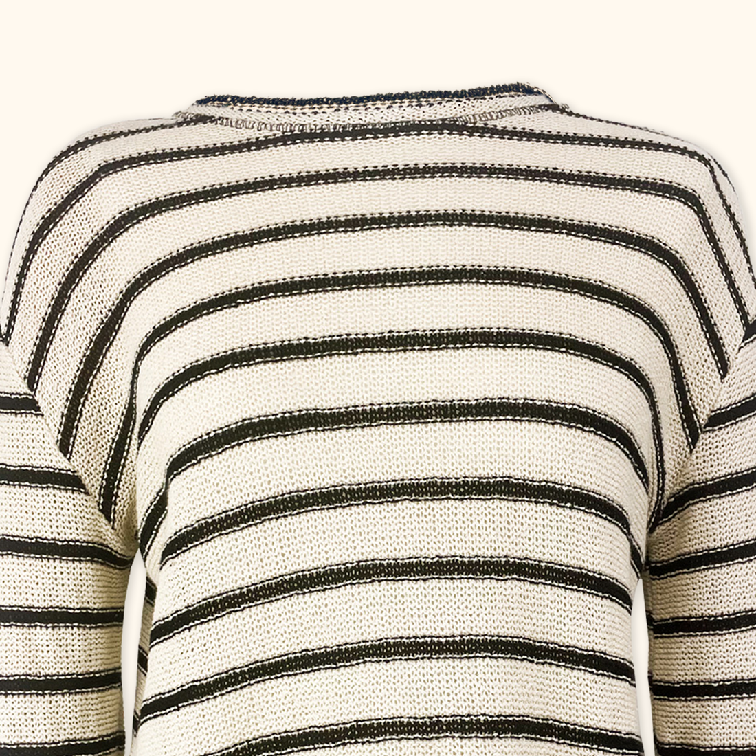 Zara Black and Cream Crochet Long Sleeve Jumper - Size Small