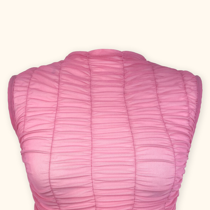 Topshop Pink Mesh Ruched Vest Top - Size Small