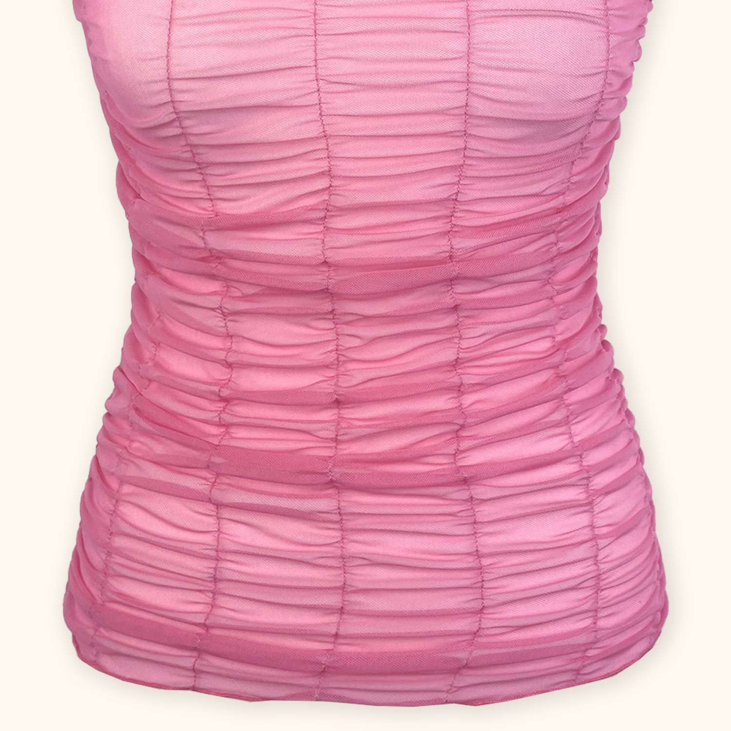 Topshop Pink Mesh Ruched Vest Top - Size Small