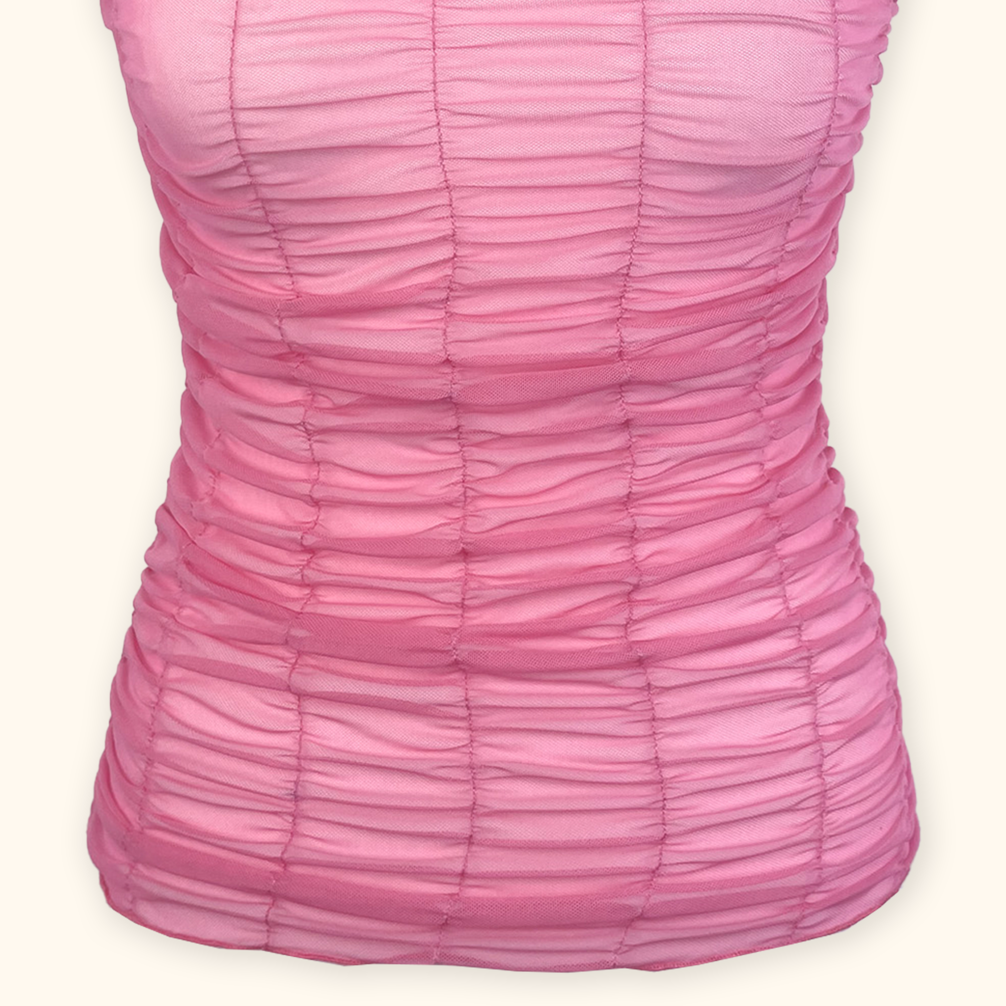 Topshop Pink Mesh Ruched Vest Top - Size Small