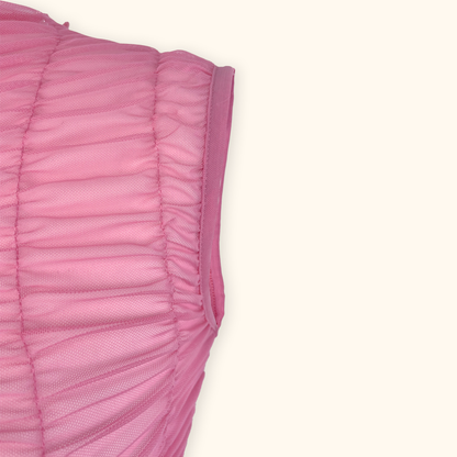 Topshop Pink Mesh Ruched Vest Top - Size Small