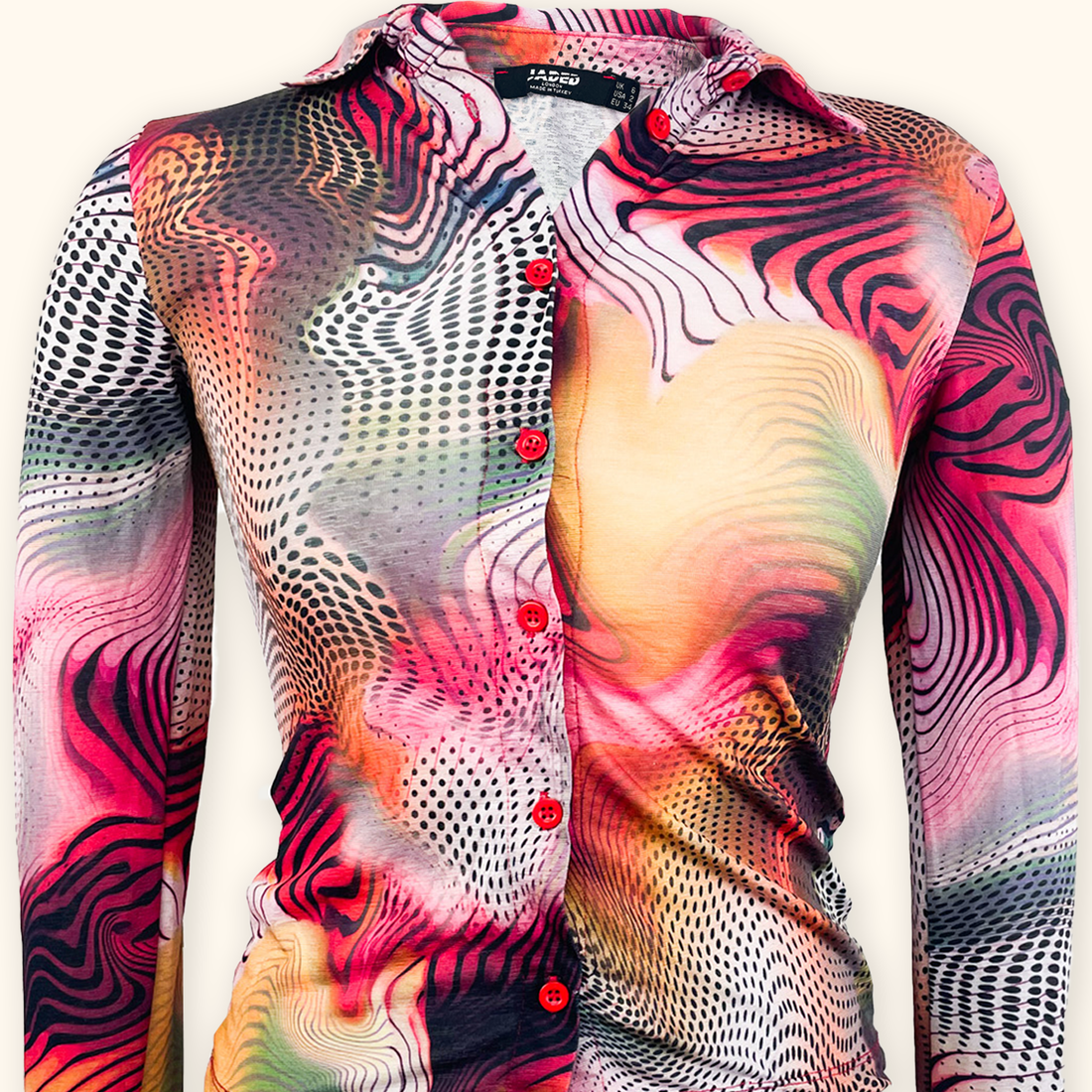Jaded London Pink Swirl Long Sleeve Shirt - Size 6