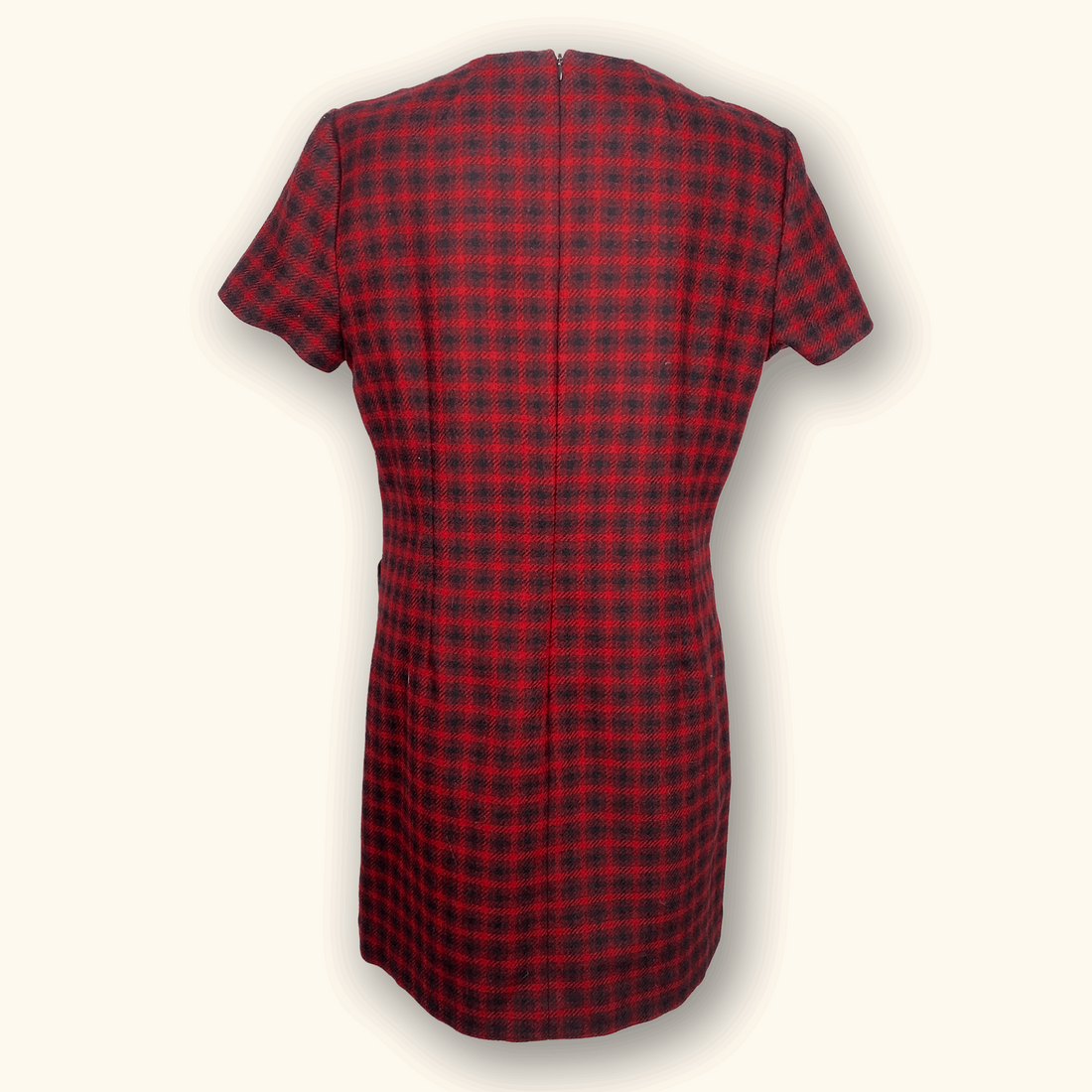 Hobbs Moon Red Check Wool Dress - Size 16