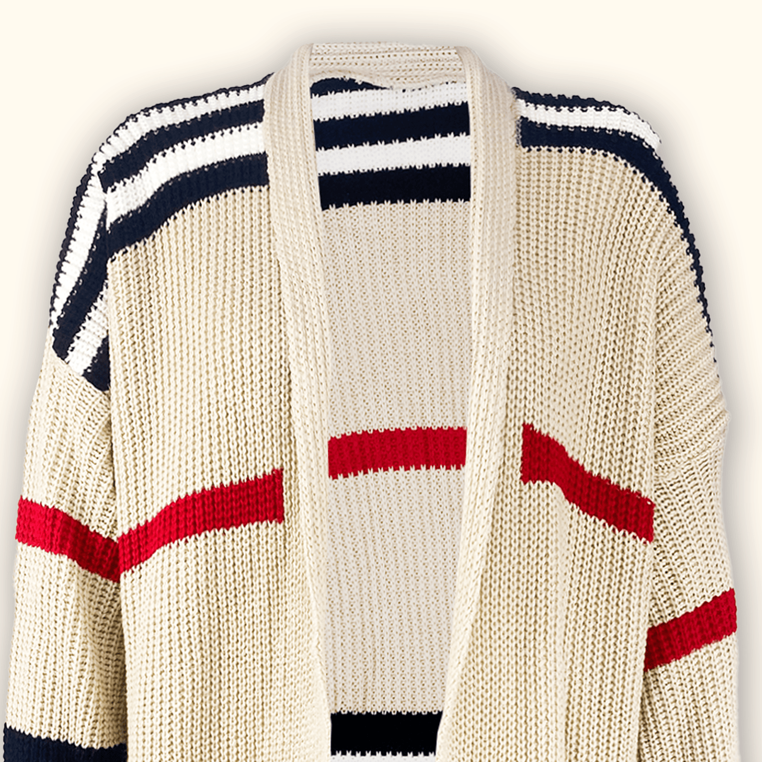 Striped Longline Chunky Knit Cardigan - Size 18