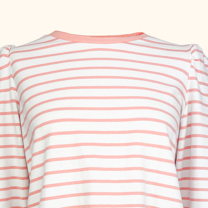 Oliver Bonas Striped Pink &amp; White Long Sleeve Top - Size 12