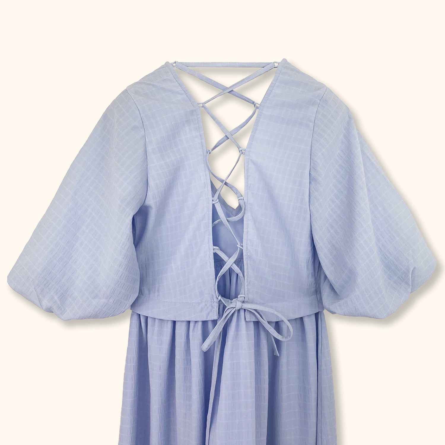 Omnes Light Blue Puff Sleeve Midi Dress - Size 8 - Omnes - Dresses