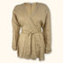 Zara Beige Linen Wrap Front Blouse - Size Large - Zara - Tops & Shirts