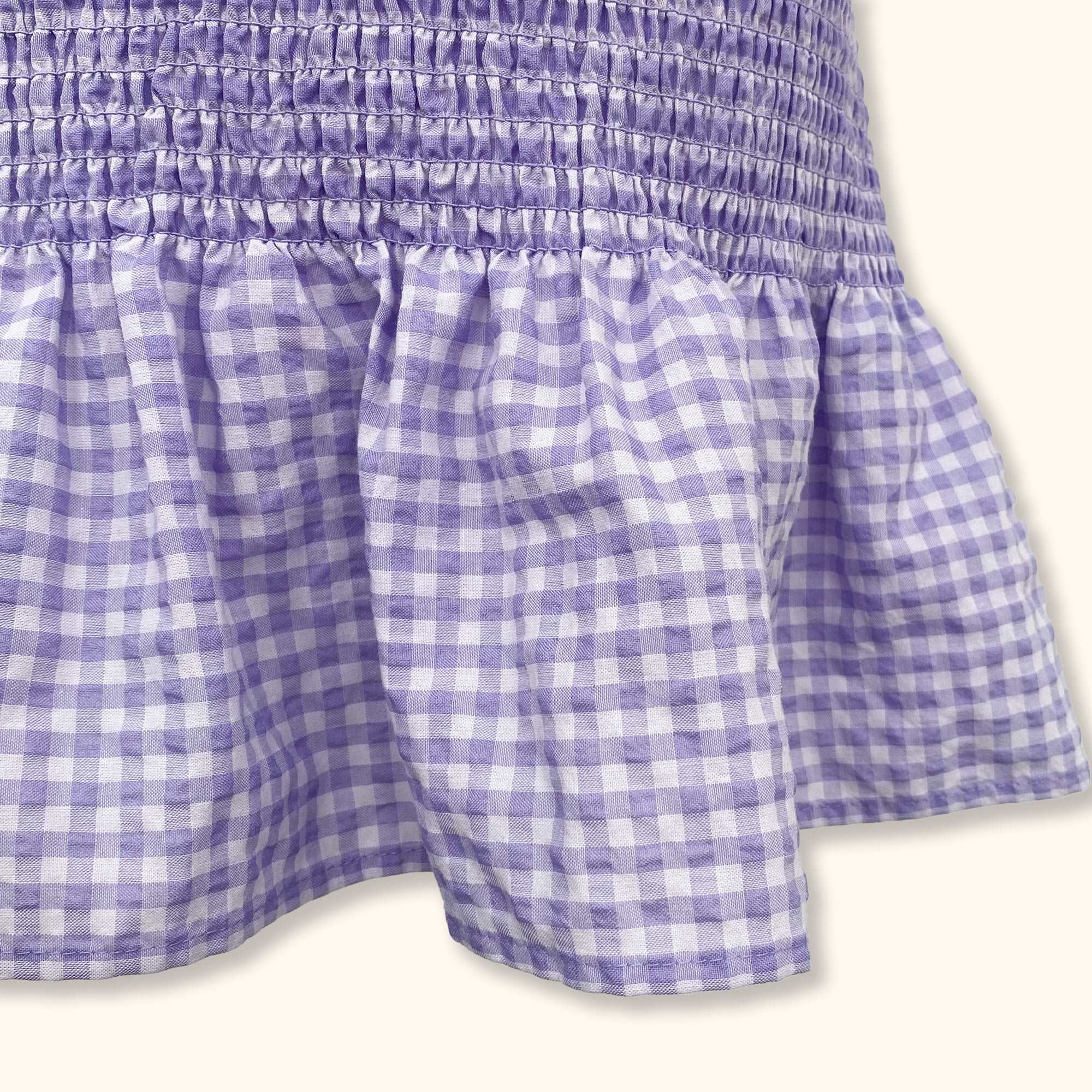 H&amp;M Purple Gingham Ruched Ruffle Mini Skirt - Size XS
