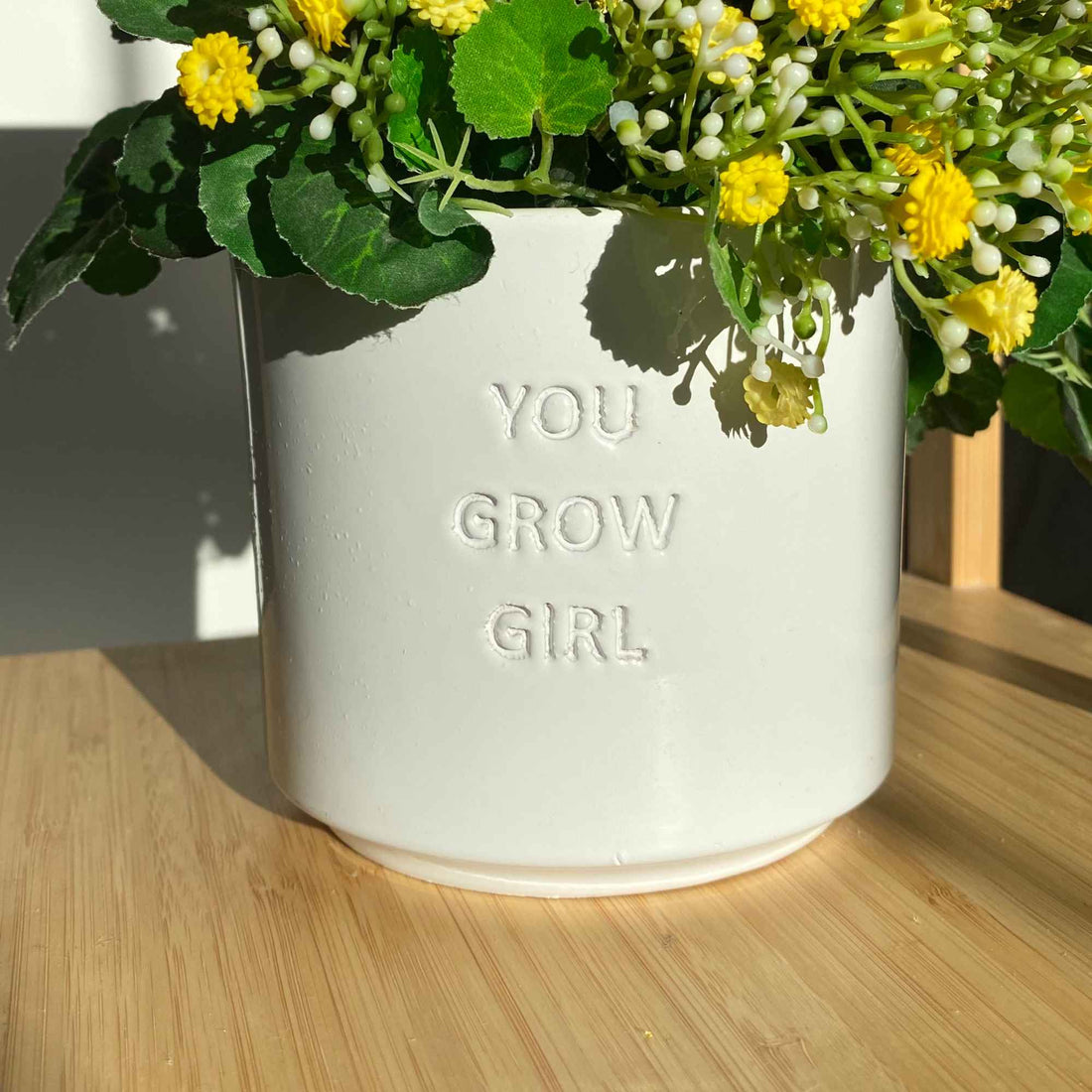 You Grow Girl White Plant Pot - Sunshine Thrift - Plant pots