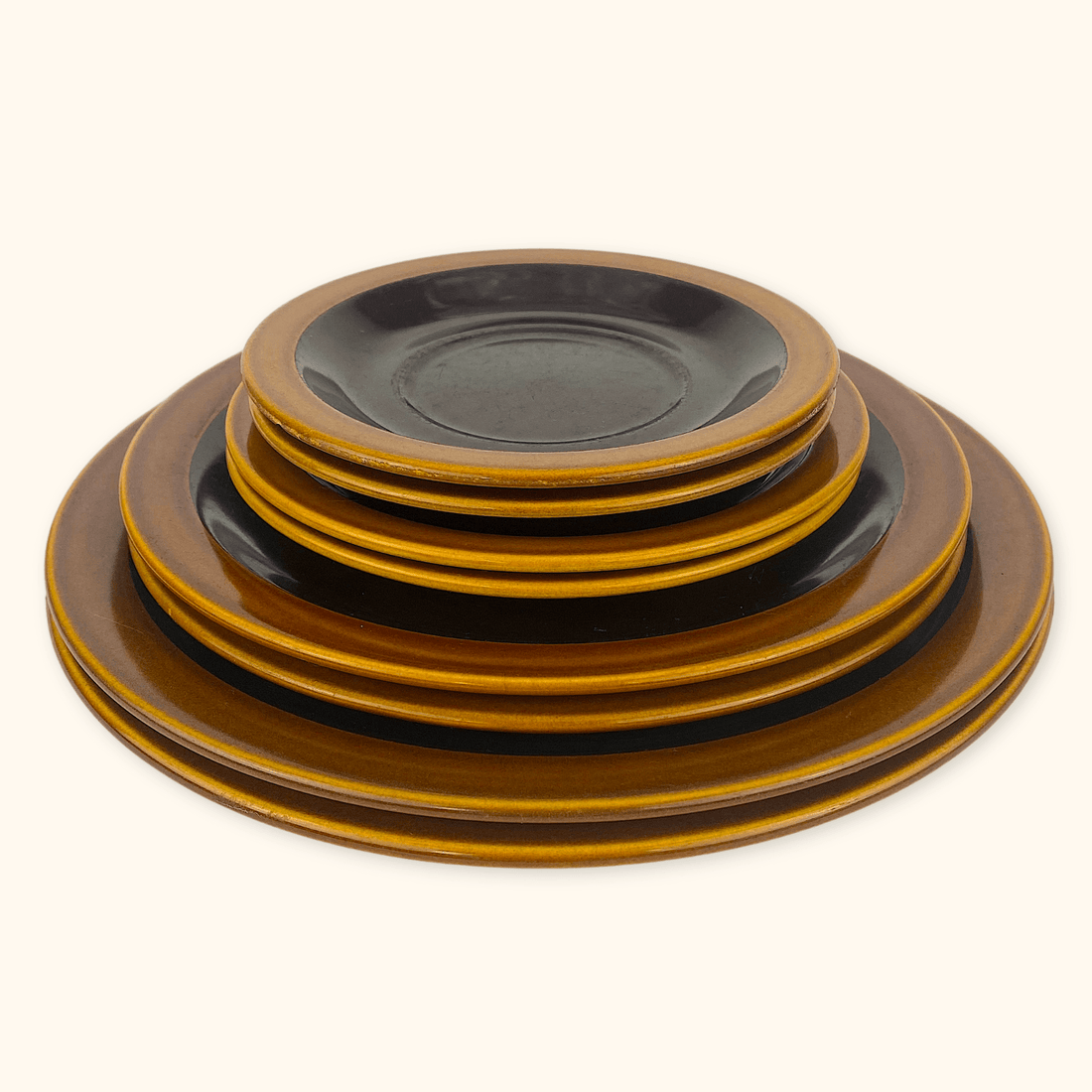 Hornsea Bronte Vintage Retro Brown Plate Set For 2