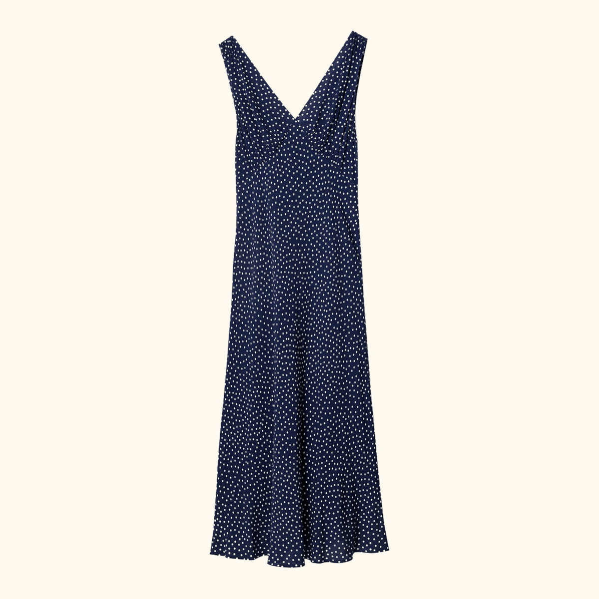 Rixo Sandrine Navy Polka Dot Midi Dress - Size 12