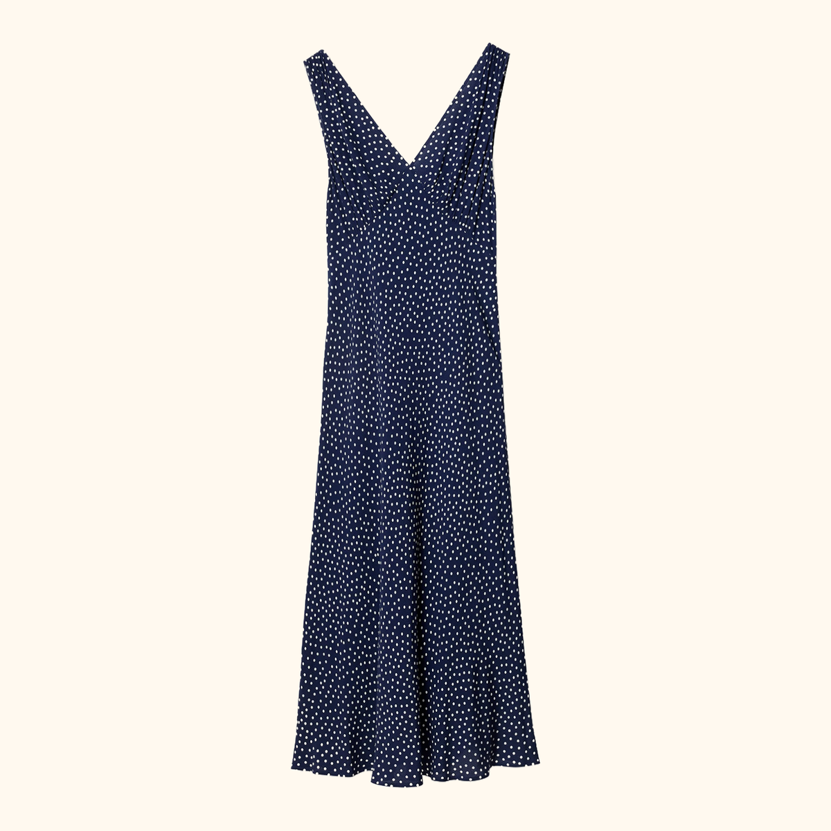 Rixo Sandrine Navy Polka Dot Midi Dress - Size 12