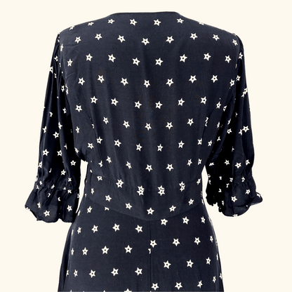 Somerset By Alice Temperley Star Print Black Midi Dress - Size 12 Alice Temperely