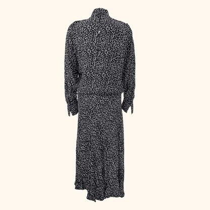 Zara Black Polka Dot Asymmetric Midi Dress - Size Medium Zara