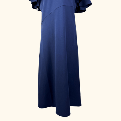 DKNY Navy Blue Ruffle Sleeve Midi Dress - Size Large DKNY