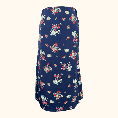 Hush Navy Floral Vienna Wrap Midi Skirt - Size 8 Hush