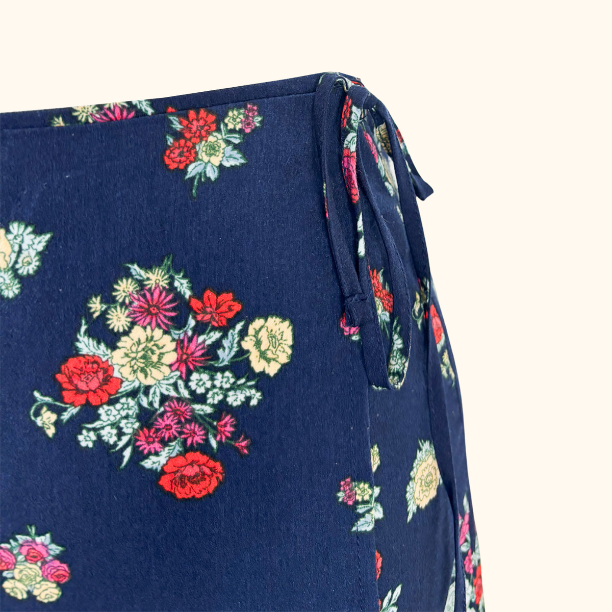 Hush Navy Floral Vienna Wrap Midi Skirt - Size 8