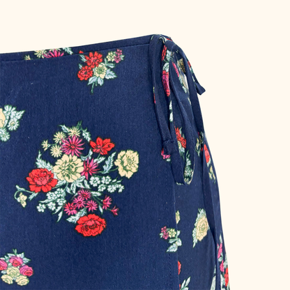 Hush Navy Floral Vienna Wrap Midi Skirt - Size 8
