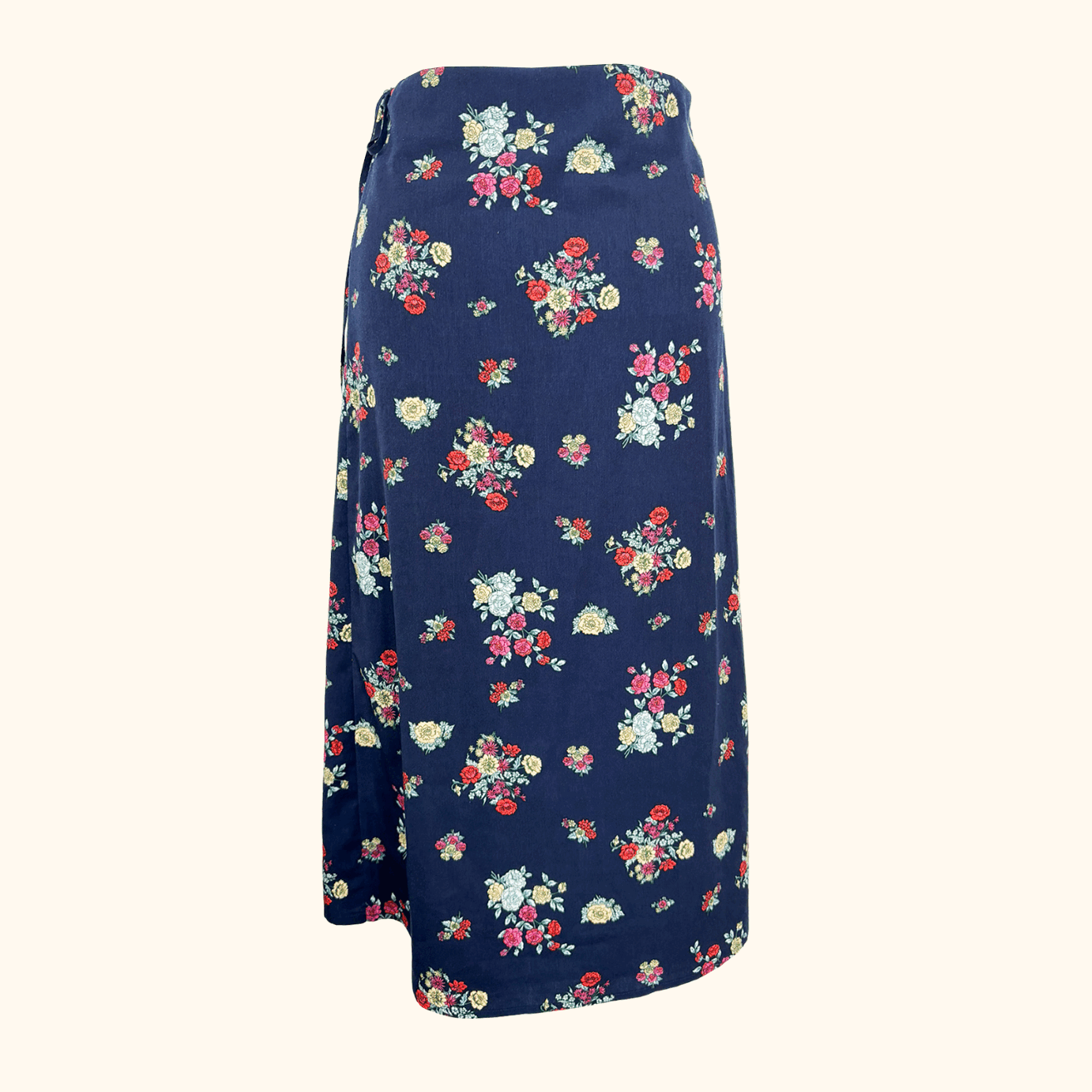 Hush Navy Floral Vienna Wrap Midi Skirt - Size 8 Hush