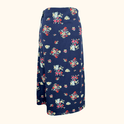 Hush Navy Floral Vienna Wrap Midi Skirt - Size 8 Hush