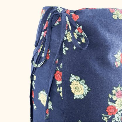 Hush Navy Floral Vienna Wrap Midi Skirt - Size 8 Hush