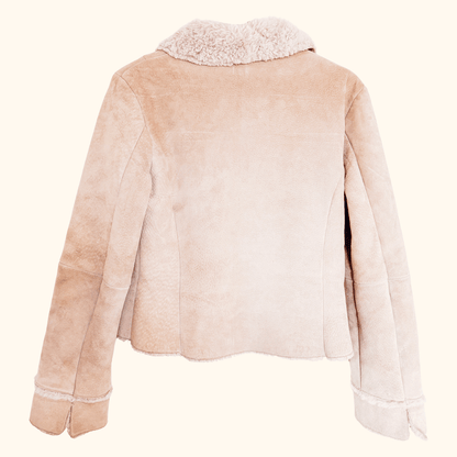 John Rocha Suede Pink Faux Fur Jacket - Size 12 -  - Coats &amp; jackets
