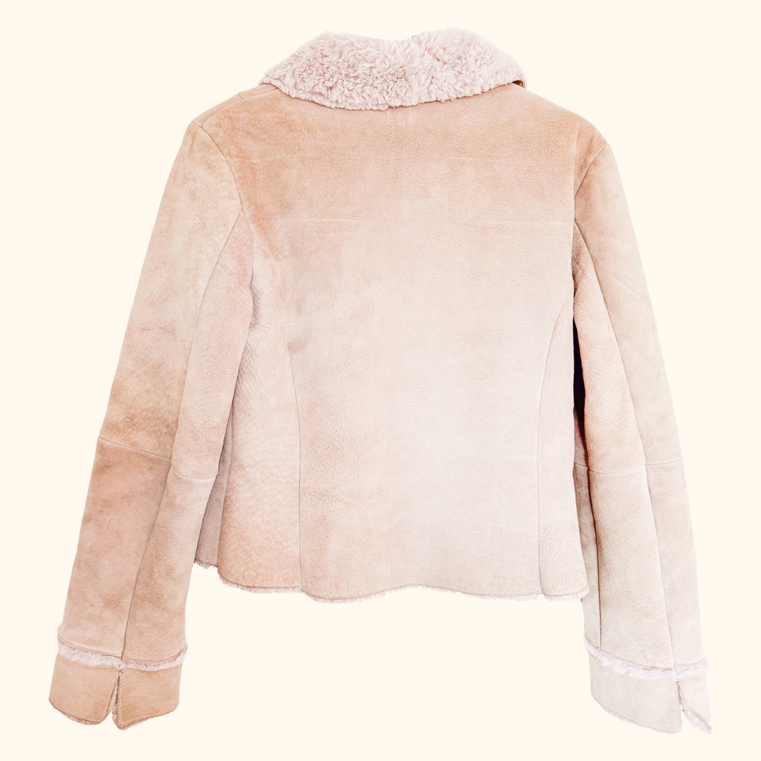 John Rocha Suede Pink Faux Fur Jacket - Size 12 John Rocha