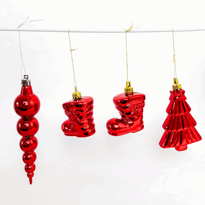 Green and Red Bear Christmas Baubles Mixed Set of 14 Sunshine Thrift