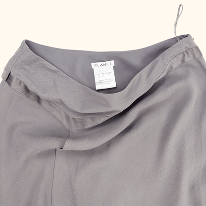 Vintage Planet Silk Grey Midi Skirt - Size 12 Planet