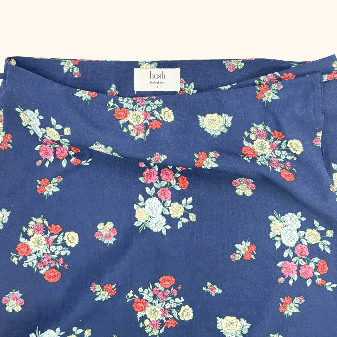 Hush Navy Floral Vienna Wrap Midi Skirt - Size 8 Hush