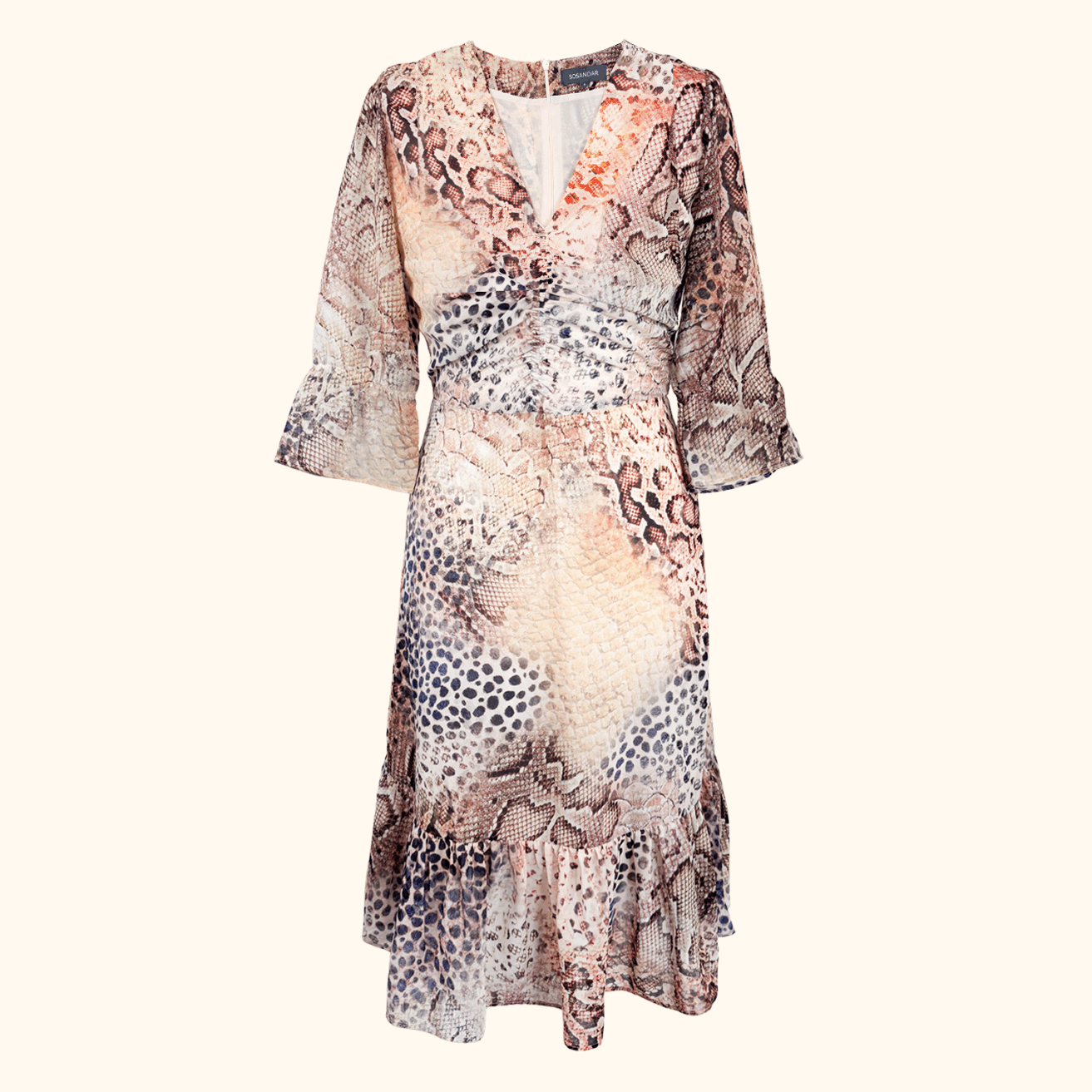 Sosandar Snake Print Cinch Waist Dress - Size 6 Sosandar