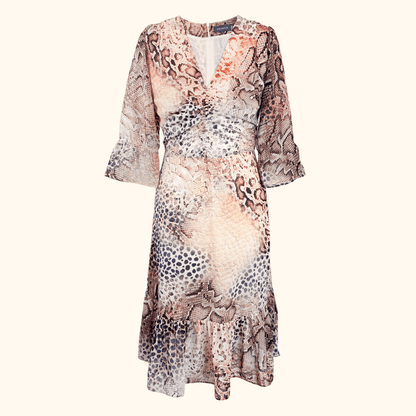 Sosandar Snake Print Cinch Waist Dress - Size 6 Sosandar