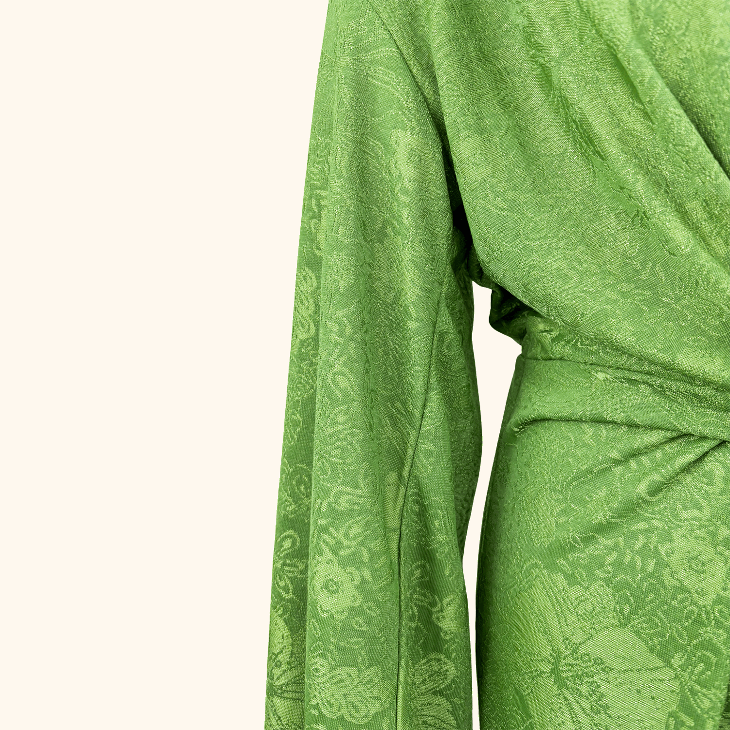 Zara Green Oriental Jacquard Wrap Dress Mini - Size Small Zara