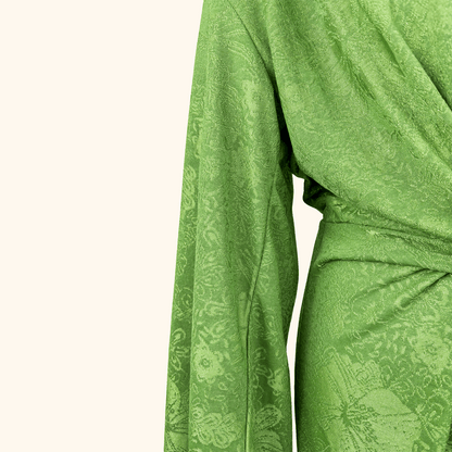 Zara Green Oriental Jacquard Wrap Dress Mini - Size Small Zara