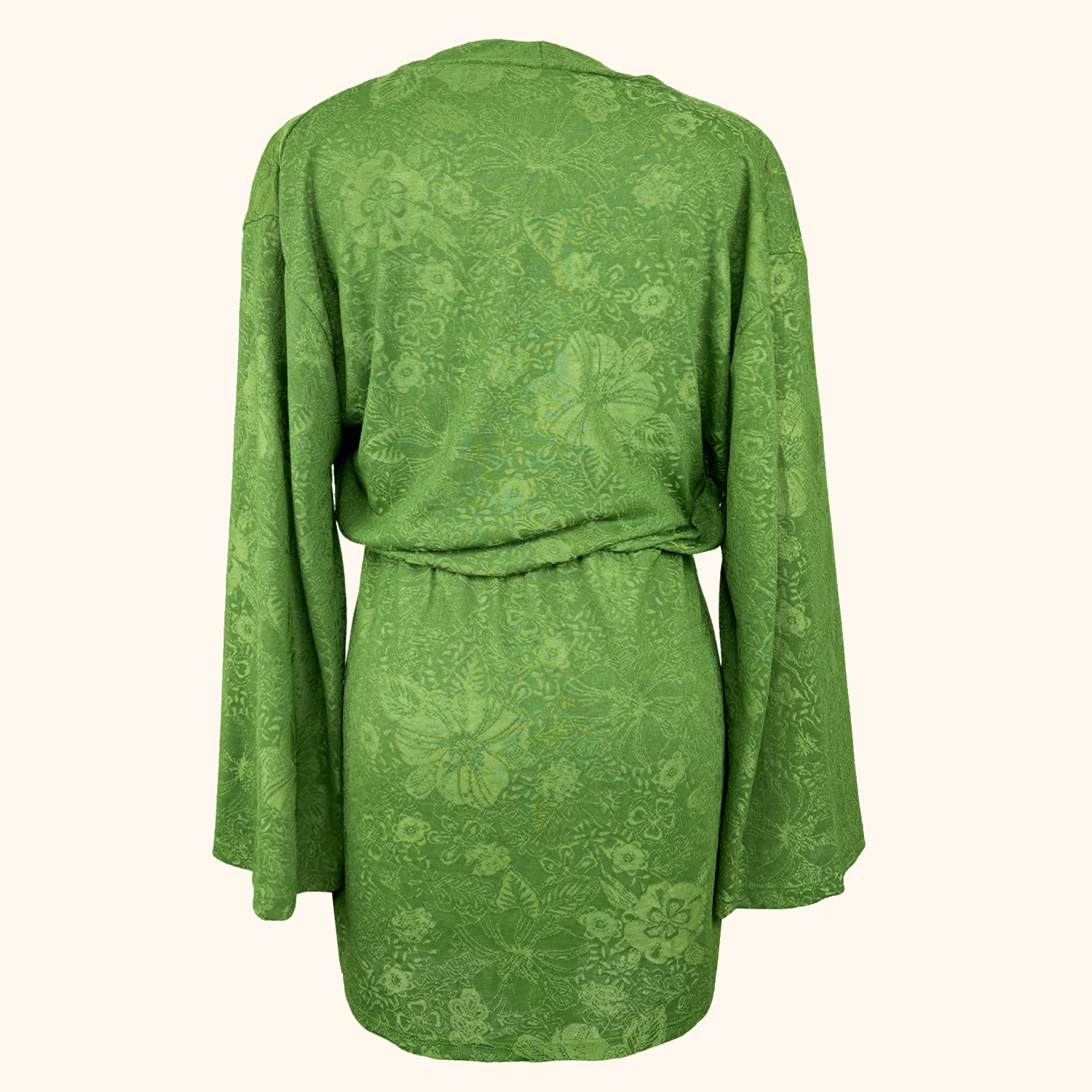 Zara Green Oriental Jacquard Wrap Dress Mini - Size Small Zara
