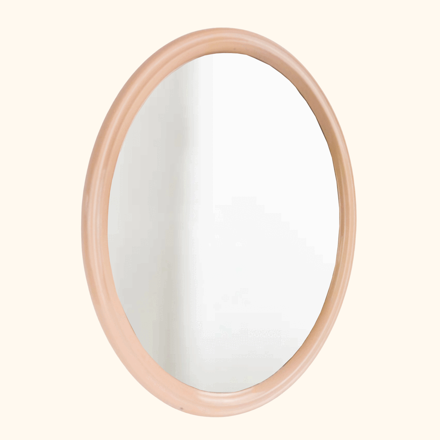 Space Age Tiger Plastics Vintage 1970s Oval Mirror Peach Tiger Plastics