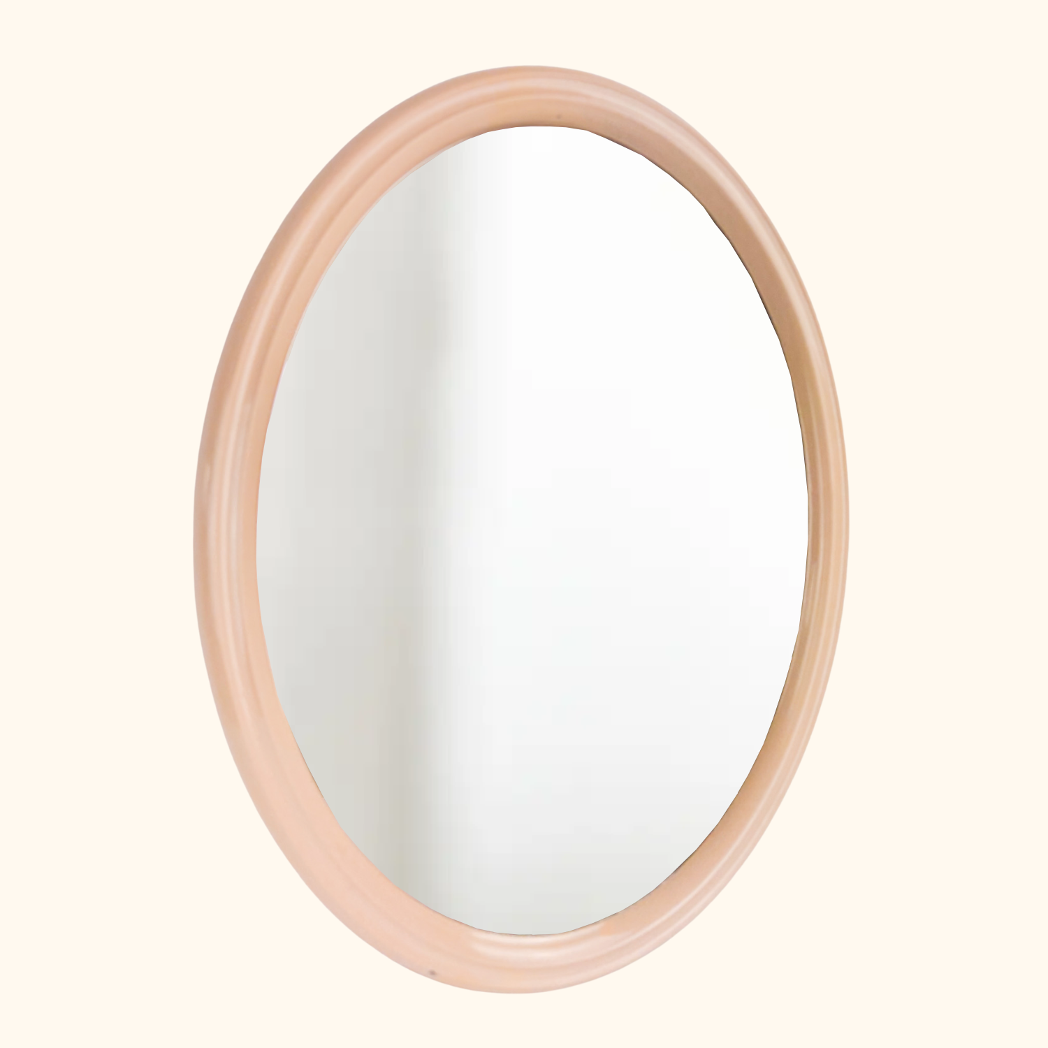 Space Age Tiger Plastics Vintage 1970s Oval Mirror Peach Tiger Plastics