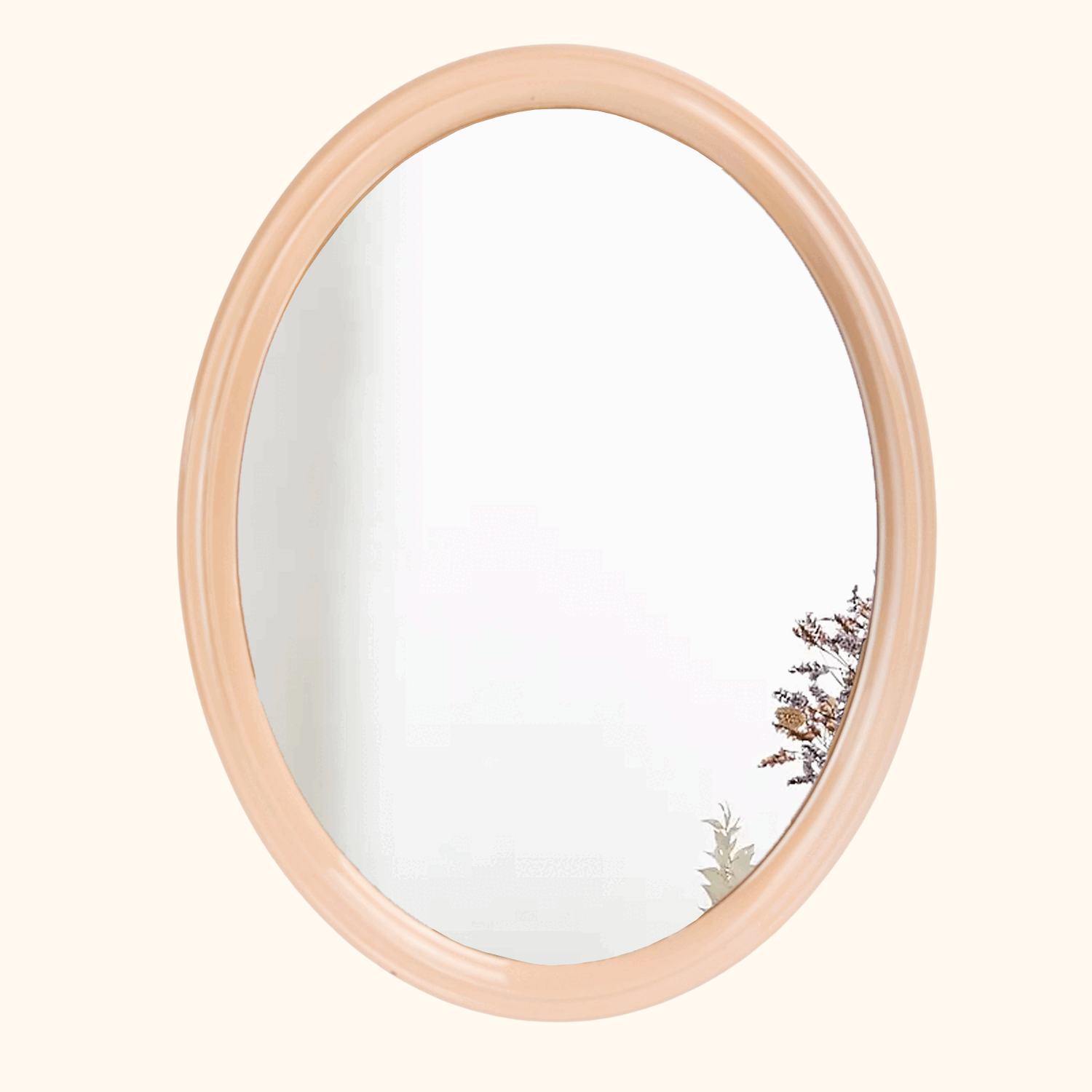 Space Age Tiger Plastics Vintage 1970s Oval Mirror Peach Tiger Plastics