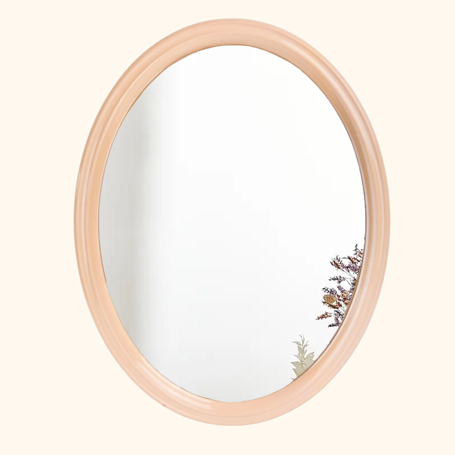 Space Age Tiger Plastics Vintage 1970s Oval Mirror Peach Tiger Plastics