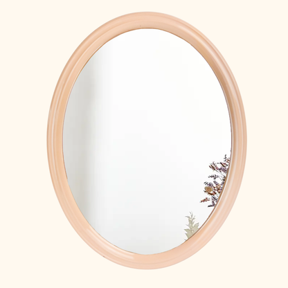 Space Age Tiger Plastics Vintage 1970s Oval Mirror Peach Tiger Plastics