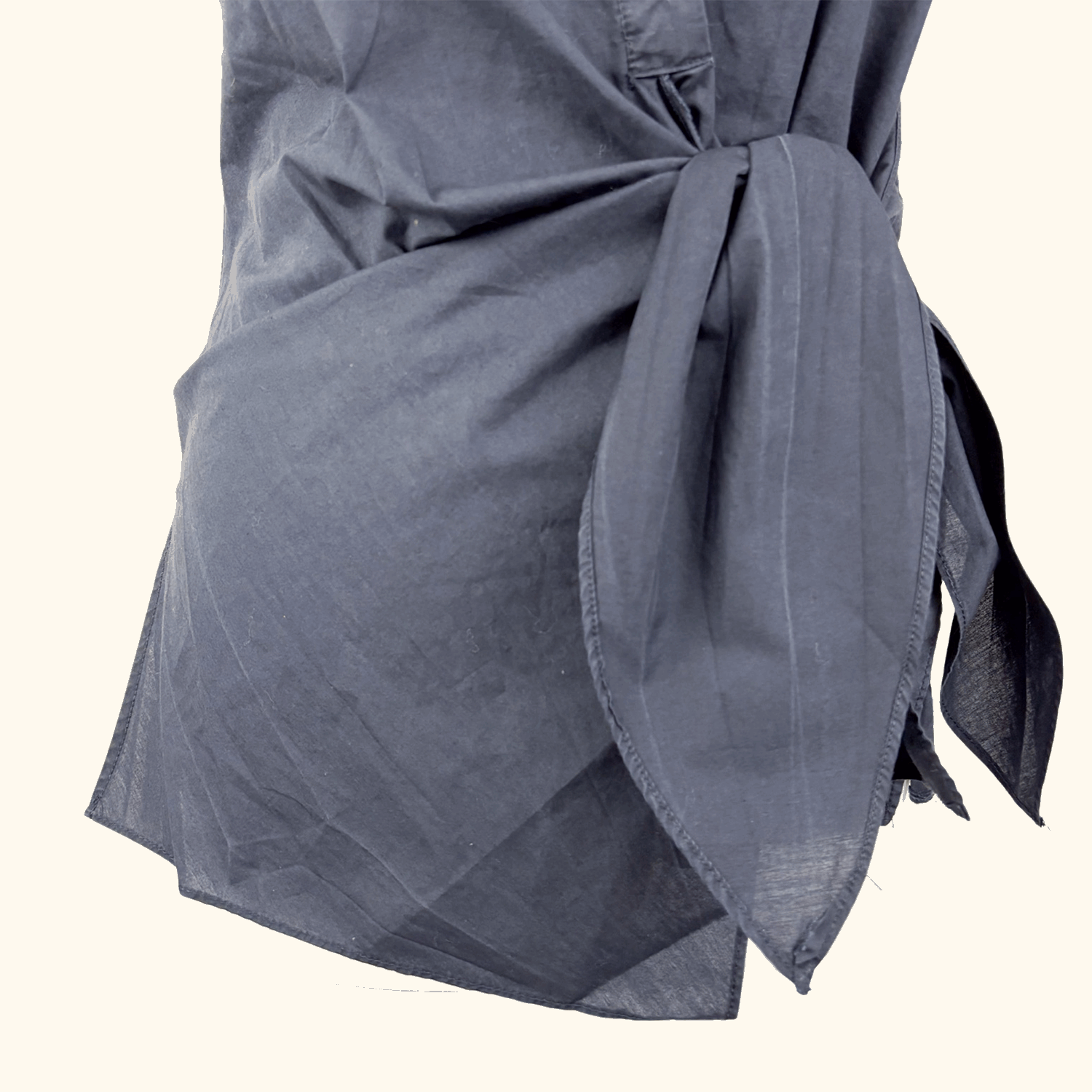 Zara Navy Cotton Short Sleeve Wrap Shirt - Size Medium Zara